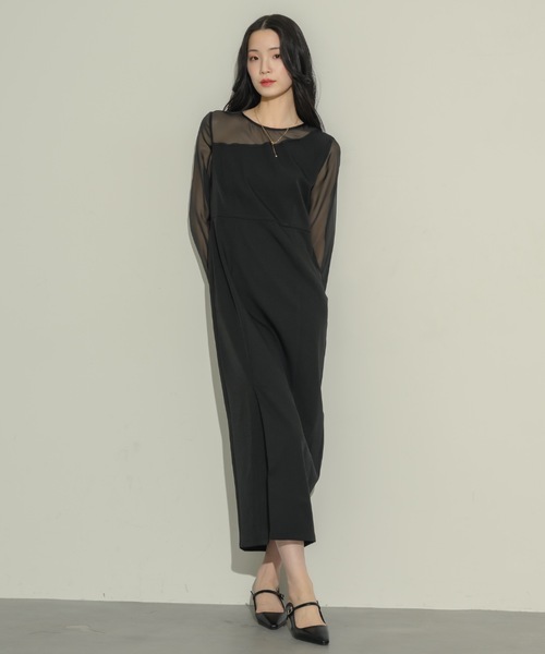 「NEUNA」 長袖ワンピース LARGE ブラック レディース_画像8