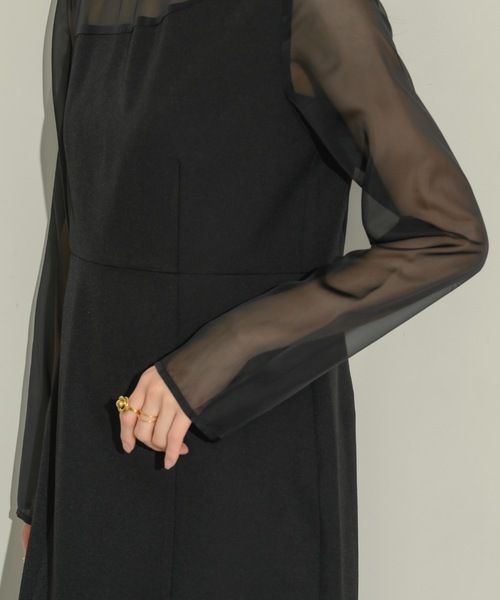 「NEUNA」 長袖ワンピース LARGE ブラック レディース_画像9