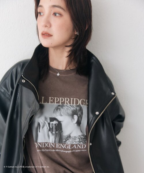 RIVE DROITE ブラック Tシャツ Fサイズ RIVE DROITE（リヴドロワ） tシャツ 半袖 「LIFE PC」 Focus Photo Tee