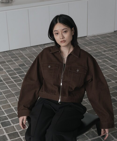 INDIVI GALLEST デニムジャケット gジャン ダブルジップデニムブルゾン