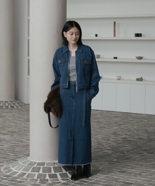INDIVI GALLEST デニムジャケット gジャン ダブルジップデニムブルゾン
