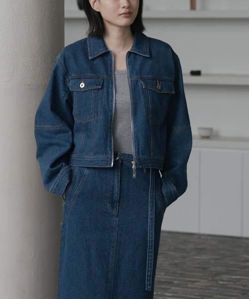 INDIVI GALLEST デニムジャケット gジャン ダブルジップデニムブルゾン