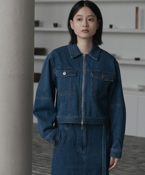 INDIVI GALLEST デニムジャケット gジャン ダブルジップデニムブルゾン