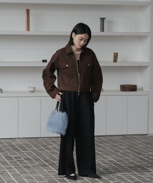 INDIVI GALLEST デニムジャケット gジャン ダブルジップデニムブルゾン