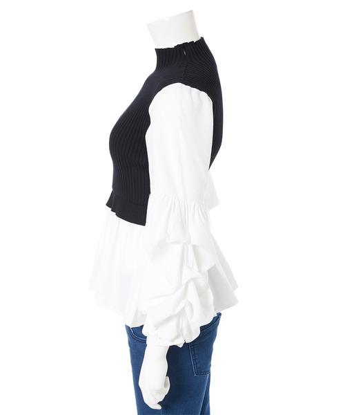 sov. ボリュームスリーブドッキングニット　36サイズ　ネイビー Sov. / ボリュームスリーブドッキングニット(SALE) TOPS Night