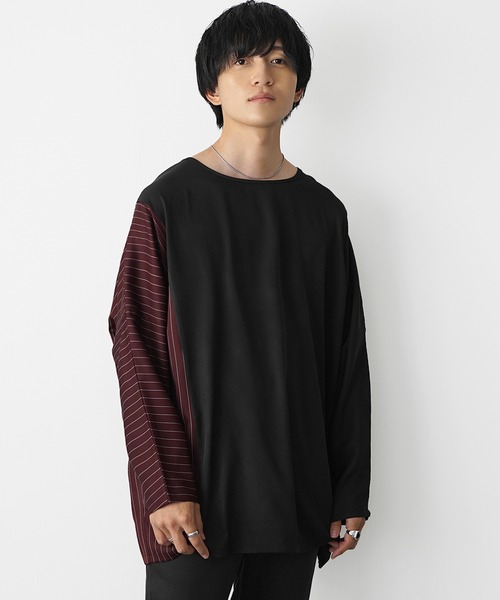 完売品　イマテリアル　カットソー MinoriTY（マイノリティ） tシャツ 「MinoriTY」とろみ素材ストライプ