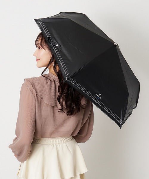 LANVIN en Bleu 折りたたみ傘 遮光 晴雨兼用 折りたたみ日傘 シルバー