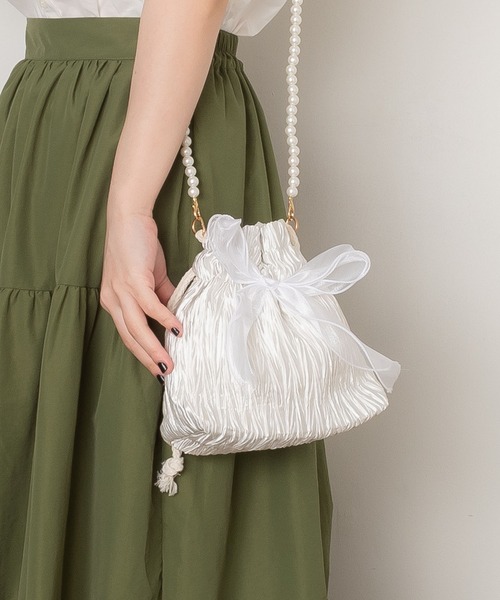 確認用 ＊ レース編みのミニチュアバッグ フリルパール 確認用 大人ガーリー＊ レース編みのミニチュアバック フリルパール