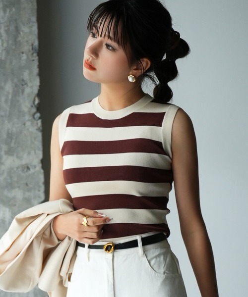 Rene ルネ スカラップ ノースリーブ ニット トップス トップス