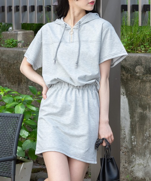 pumpkin port（パンプキンポート） ワンピース ZIP-UP ミニ裏毛