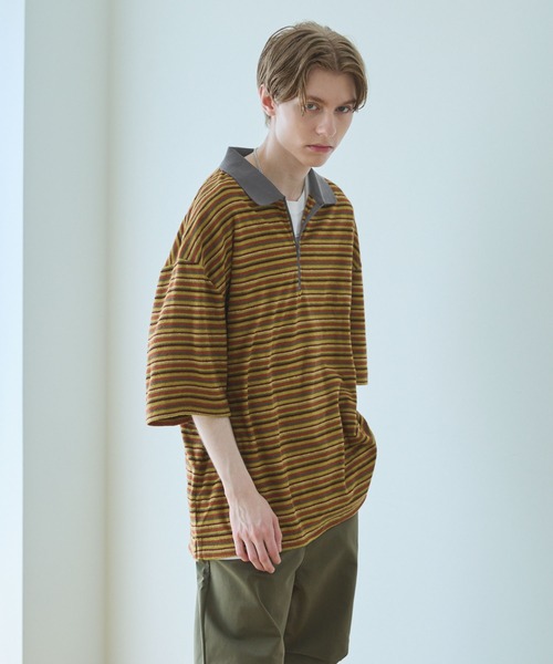 ポロシャツ ポロ 「STCH」配色ポロシャツ レディース メンズ antiqua ポロシャツ ポロ 「STCH」ペイズリー柄ポロシャツ