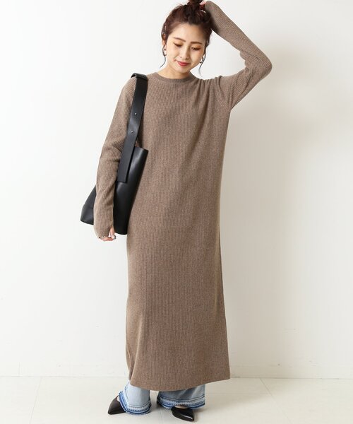 【完売品】スピックアンドスパン フィンガーホール付き リブニットワンピース Spick＆Span（スピック アンド スパン） ワンピース リブニット