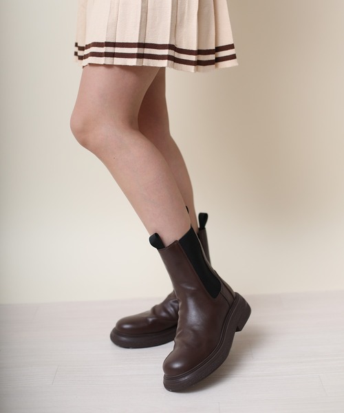 shoes365 ブーツ 「shoes365」装飾しわチェルシーブーツ レディース