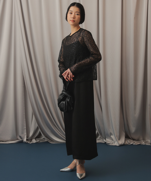 SLOBE IENA habiスパンコールレースブラウス SLOBE IENA シャツ ブラウス habiスパンコールレースブラウス