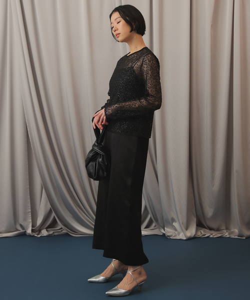 SLOBE IENA シャツ ブラウス habiスパンコールレースブラウス  