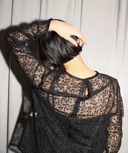 SLOBE IENA シャツ ブラウス habiスパンコールレースブラウス
