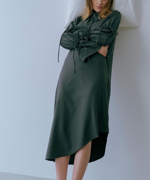 Lil Ambition リボンシャツワンピース　ブルー Lil Ambition シャツワンピース リボンシャツワンピース