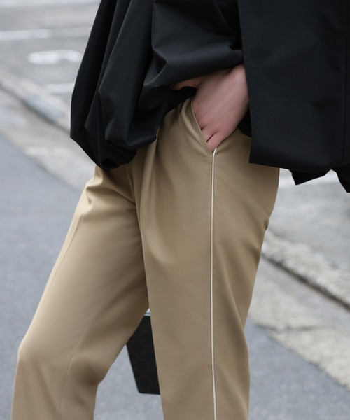 ELFRANK スラックス パンツ サイドラインセンタープレステーパード