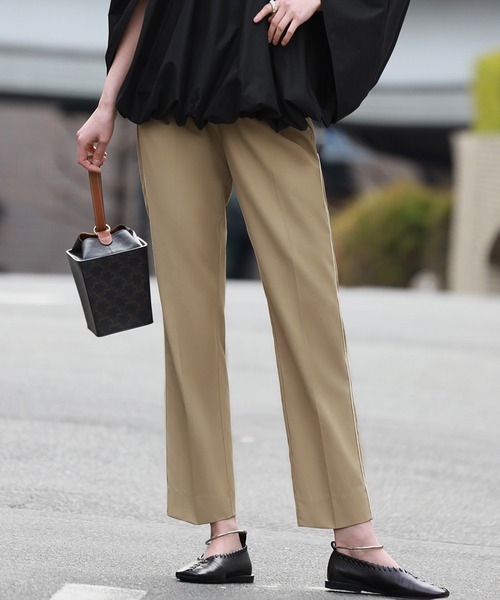 ELFRANK スラックス パンツ サイドラインセンタープレステーパード