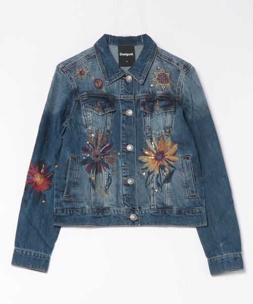 Desigual（デシグアル） デニムジャケット gジャン フラワーエンブロイ 