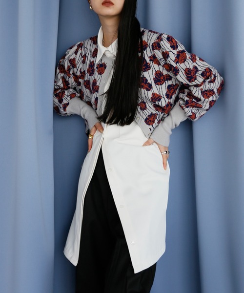 カーディガン vintagelike flower jacquard knit レディース