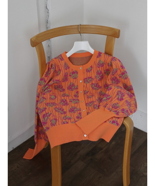 Katrin TOKYO カーディガン vintagelike flower jacquard knit