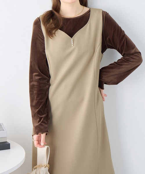 alotta（アロッタ） ジャンパースカート パール付ジャンパースカート