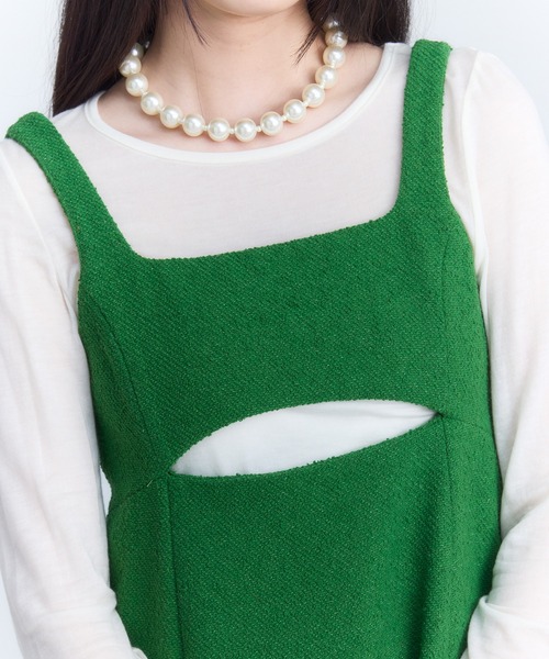 eimy istoire ワンピース スリットデザインツイードミニ