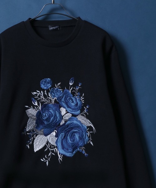 ANPAS トレーナー スウェット Fleece Lining Rose Embroidery