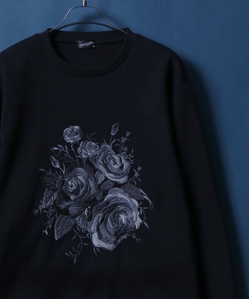ANPAS トレーナー スウェット Fleece Lining Rose Embroidery