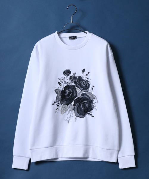 45R45rpm 裏毛deフラワー刺繍のパフ スウェット ANPAS トレーナー スウェット Fleece Lining Rose Embroidery