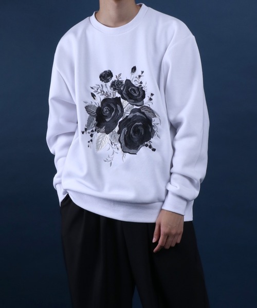ANPAS トレーナー スウェット Fleece Lining Rose Embroidery