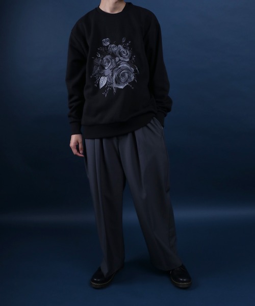 RAIVE スウェット　グレー　韓国　Rose-Chain バラ　ローズ ANPAS トレーナー スウェット Fleece Lining Rose Embroidery