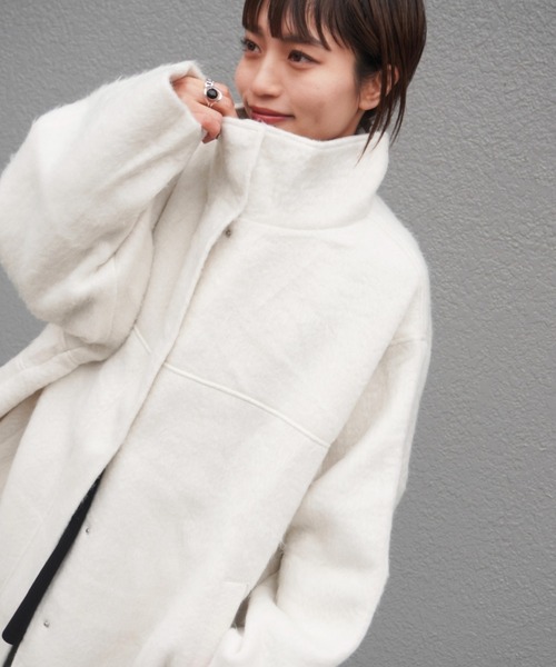 gossara コート アウター シャギースタンドカラーコート