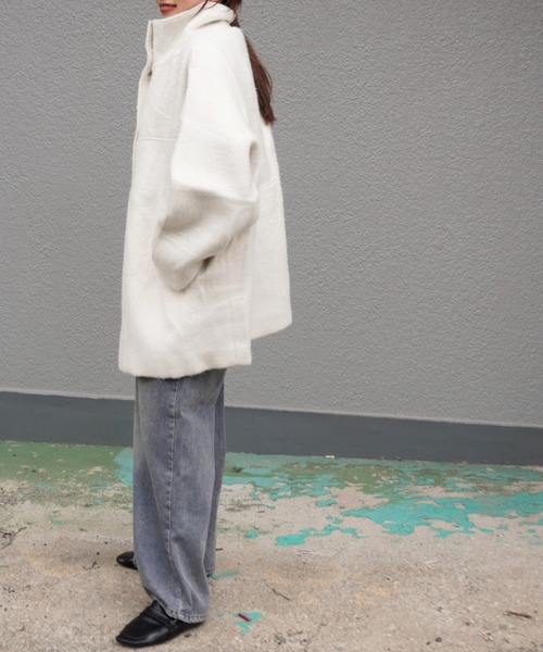 gossara コート アウター シャギースタンドカラーコート