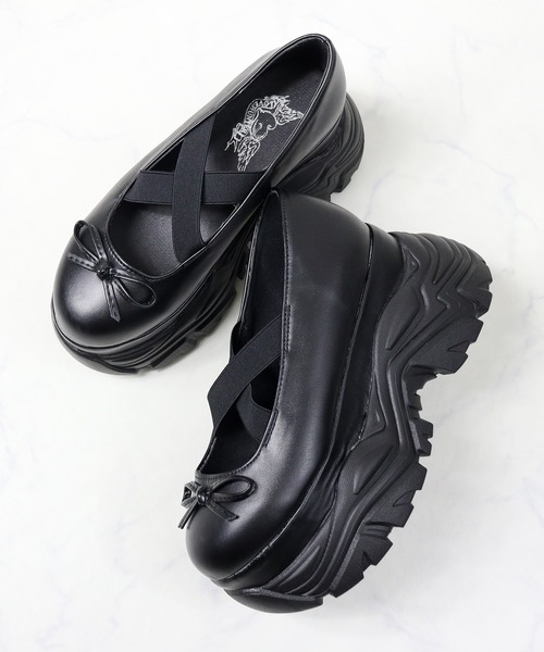 LOVE HUNTER 厚底クロスゴムバレエスニーカー(2204) LOVEHUNTER スニーカー LOVE HUNTER 厚底クロスゴムバレエ