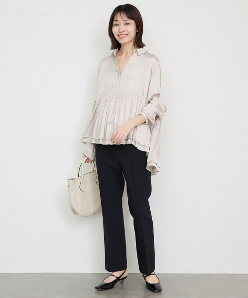スローブ イエナ SLOBE IENA  24AW ペプラムティアードブラウス シャツ 長袖 F 紺 24051912033030 /BM レディース SLOBE IENA ブラウス シャツ 「追加」ペプラムティアード