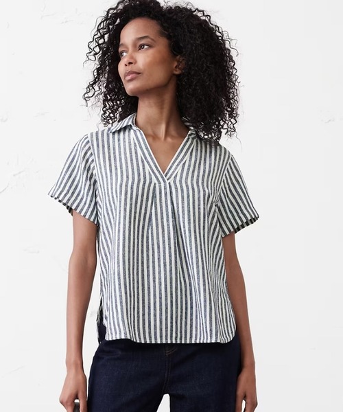 ブラウス シャツ BANANA REPUBLIC FACTORY STORE　　リネンブレンド 襟付きトップス レディース BANANA REPUBLIC ブラウス シャツ FACTORY STORE リネンブレンド