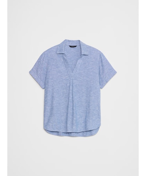 ブラウス シャツ BANANA REPUBLIC FACTORY STORE　　リネンブレンド 襟付きトップス レディース BANANA REPUBLIC tシャツ FACTORY STORE リネンブレンドクルー