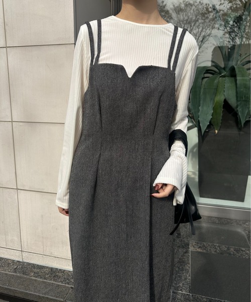 Amiur ワンピース double strap tuck ops / ダブルストラップ