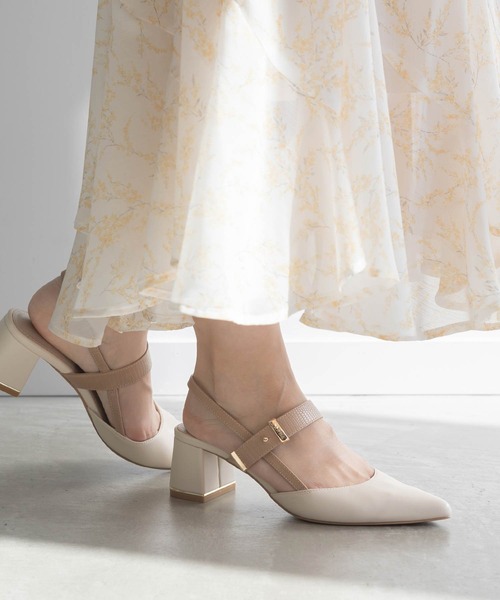 RANDA パンプス ゴールドパーツバックストラップパンプス
