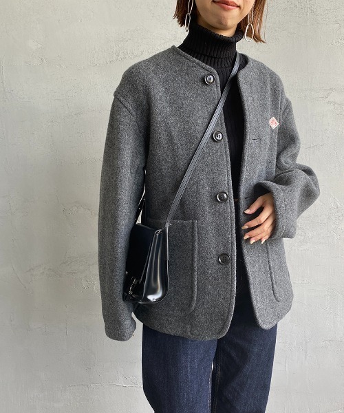 Danton（ダントン） ノーカラージャケット 40 グレー レディース