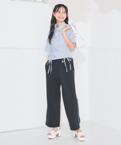 ブラウス シャツ ドロストショートシャツ/春服/夏服 レディース KBF ブラウス シャツ ドロストシアートップス レディース
