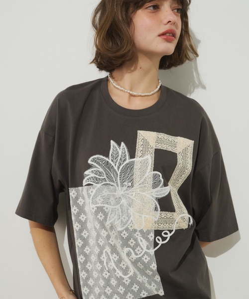 tシャツ コラージュレースTEE レディース