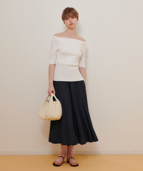 allureville ニット セーター 2WAY ネック5分袖プルオーバー