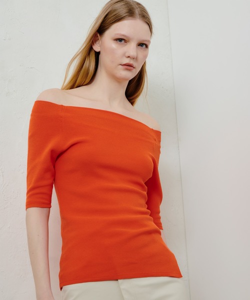 allureville ニット セーター 2WAY ネック5分袖プルオーバー