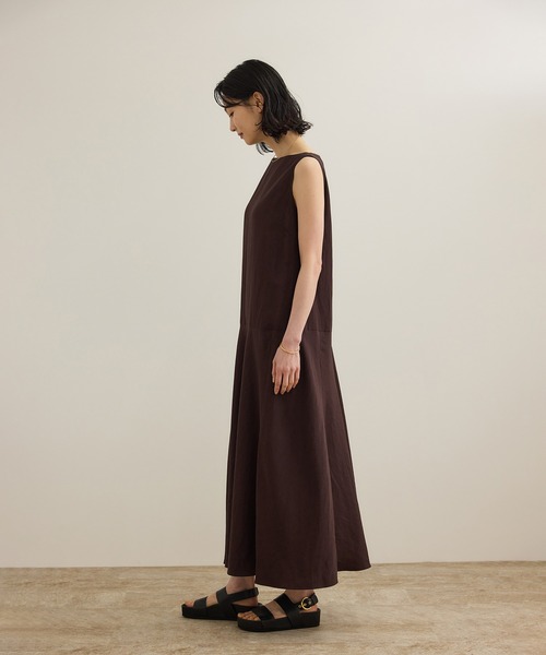 ROPE' ワンピース レーヨンリネン スラッシュドネックワンピース