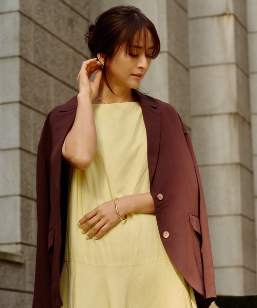 ROPE' ワンピース レーヨンリネン スラッシュドネックワンピース