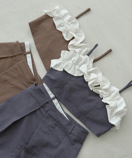 Ambre Neige tシャツ bi-color frill bustier / 配色フリル
