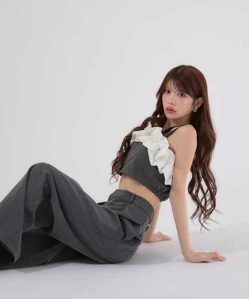【美品】フリルビスチェロンT THE Yon tシャツ フリルビスチェセットルーズフィットロンT